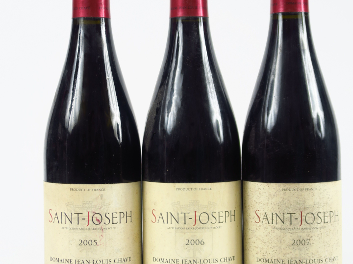 3 BOUTEILLES SAINT JOSEPH DOMAINE J.L. CHAVE - 1 de 2005/1 de 2006/1 d