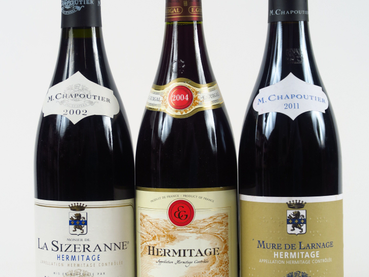 3 BOUTEILLES HERMITAGE : 1 LA SIZERANNE M. CHAPOUTIER 2002 - 1 MURE DE