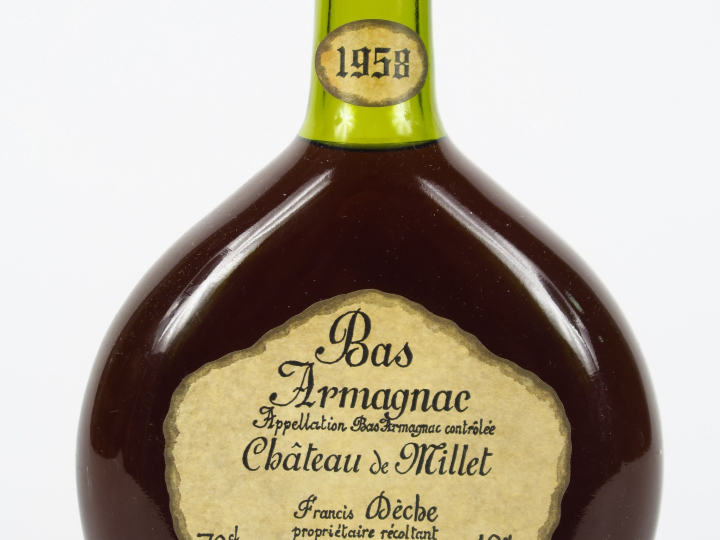 1 BOUTEILLE BAS ARMAGNAC CHÂTEAU DE MILLET F. DECHE 42° - 1958