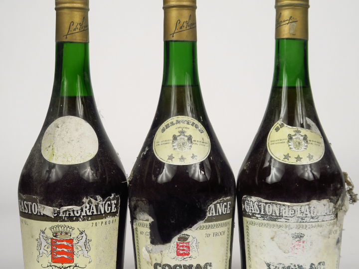 3 VIEILLES BOUTEILLES COGNAC GASTON DE LAGRANGE - EA