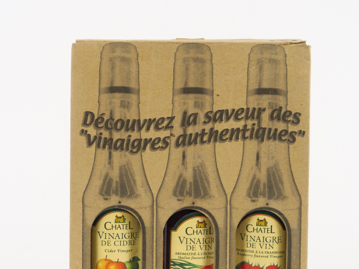 3 FLACONS (25 cl) CHATEL : 1 VINAIGRE DE CIDRE - 2 VINAIGRES DE VIN