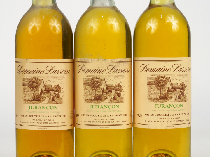 3 BOUTEILLES JURANCON DOMAINE LASERRE - 1985 - 2 BG/1 LB