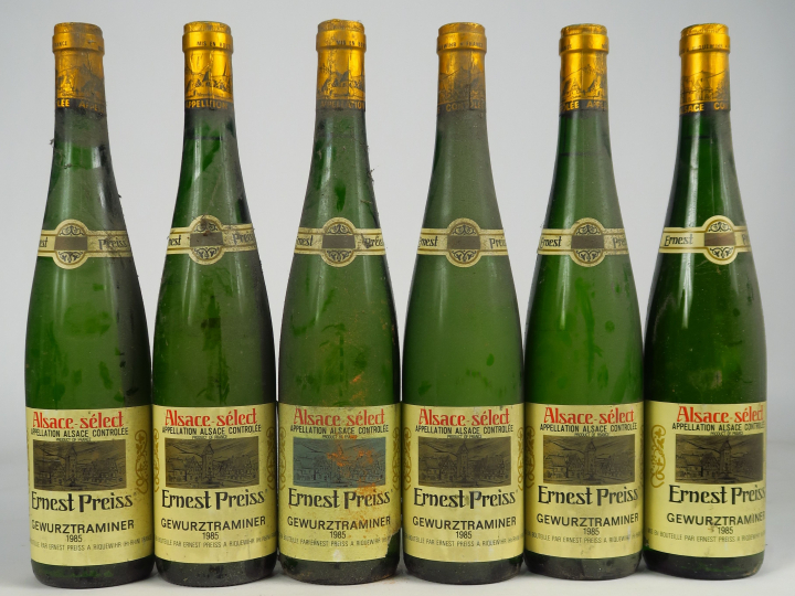 6 BOUTEILLES GEWURZTRAMINER E. PREISS- 1985 - 1 ELT/BS