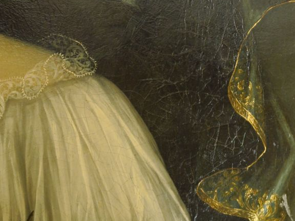 Ecole italienne vers 1700 "Portrait de femme portant une corbeille de 
