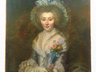 Vente aux enchères Ecole française fin XVIIIème - début XIXème "Portrait d'élégante au bo