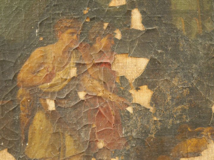 Ecole néoclassique "Scène à l'antique" Huile sur toile. 66 x 97 cm Trè
