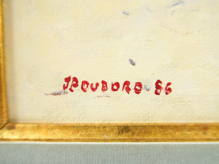 Jean-Pierre DUBORD "Sur la plage dans le Calvados" Huile sur toile. Si