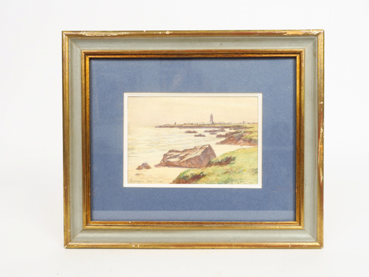 Maxime FAIVRE "Bord de mer en Bretagne" Aquarelle. Signée et située en