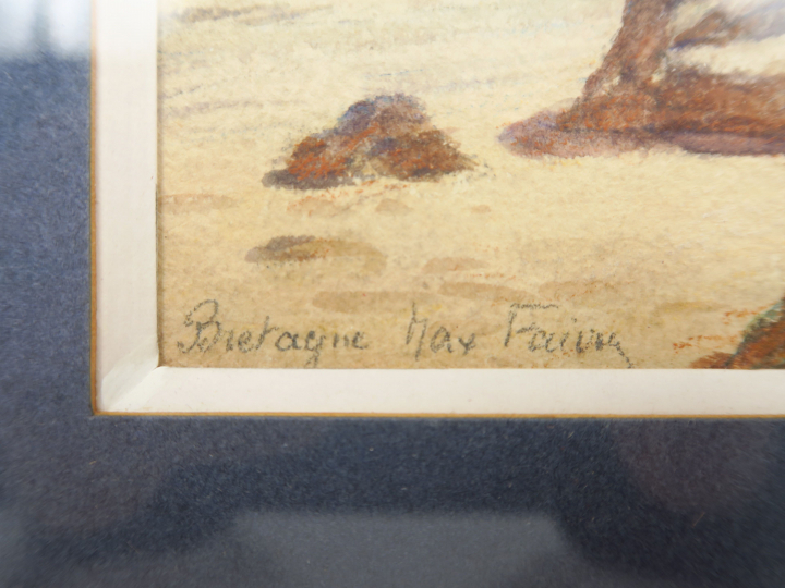 Maxime FAIVRE "Bord de mer en Bretagne" Aquarelle. Signée et située en