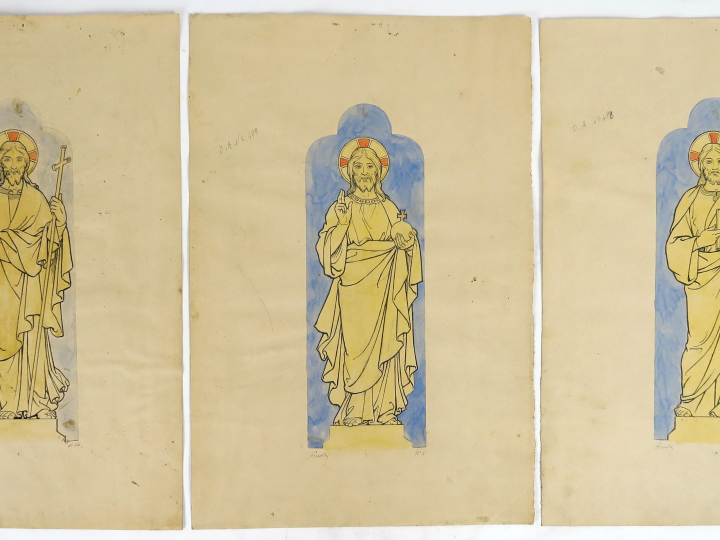 A. PERRODIN « Projets pour des vitraux, à décor de saints personnages 