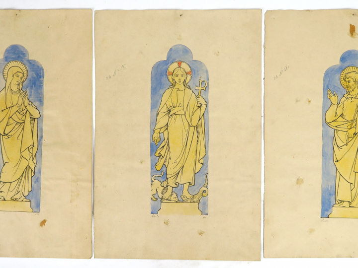 A. PERRODIN « Projets pour des vitraux, à décor de saints personnages 