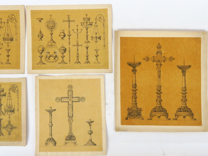 Ecoles françaises XIXème et XXème « Planches pour des objets liturgiqu