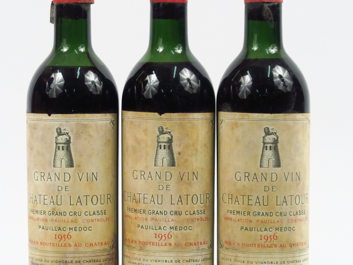 3 BOUTEILLES CHÂTEAU LATOUR 1er GCC PAUILLAC - 1956 - 2 HEP-MEP/1 MEP/