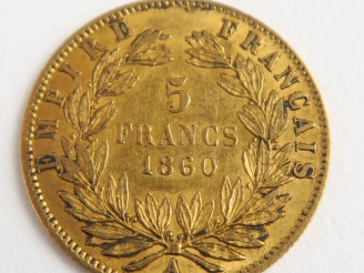 Vente aux enchères 1 pièce de 5 francs or