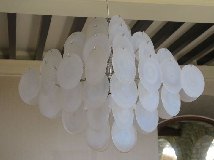 Lustre 1970 en verre et métal.