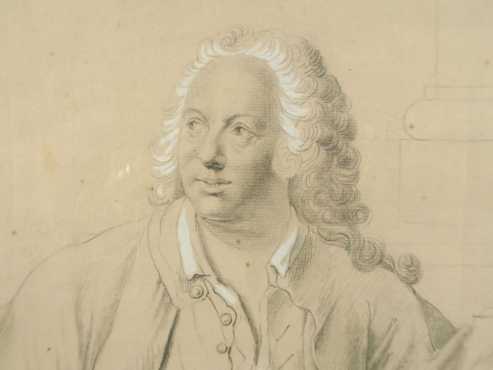 Ecole française XVIIIème "Portrait d'homme" Dessin au crayon, rehauts 