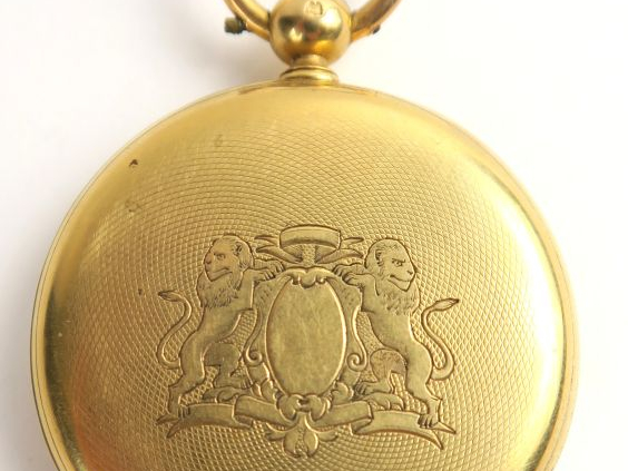 Montre de gousset chronomètre en or. Mouvement Breguet. Poids tel : 92