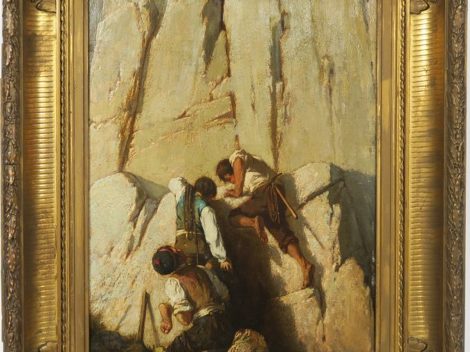Emile LOUBON « L’escalade » Huile sur toile, marouflée sur panneau d’a