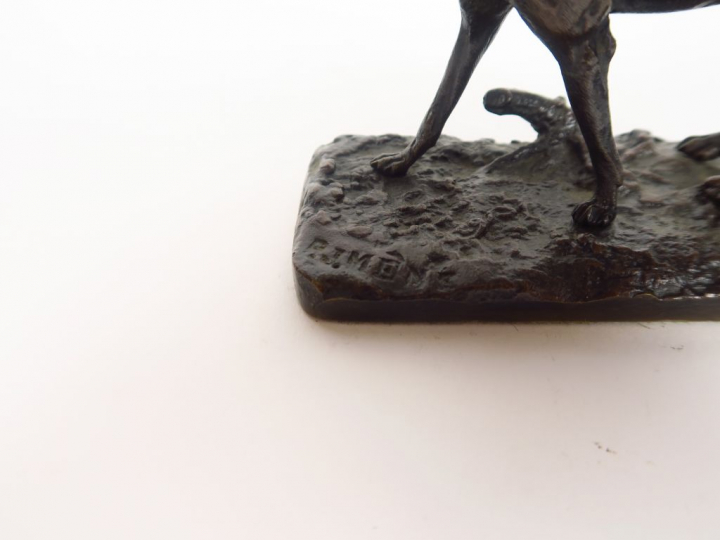 P.J. MENE. "Braque". Sculpture en bronze à patine brune. Signée. Dim. 