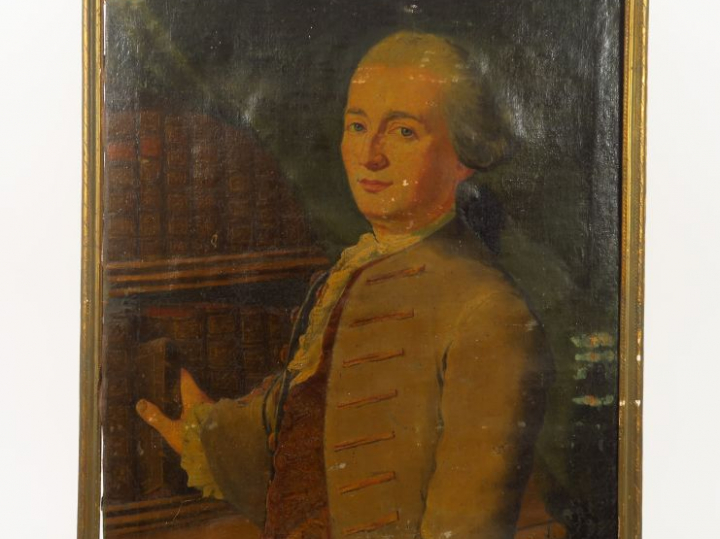 Ecole française XVIIIème "Portrait de Bertrand d’Ayrolle’. Huile sur t