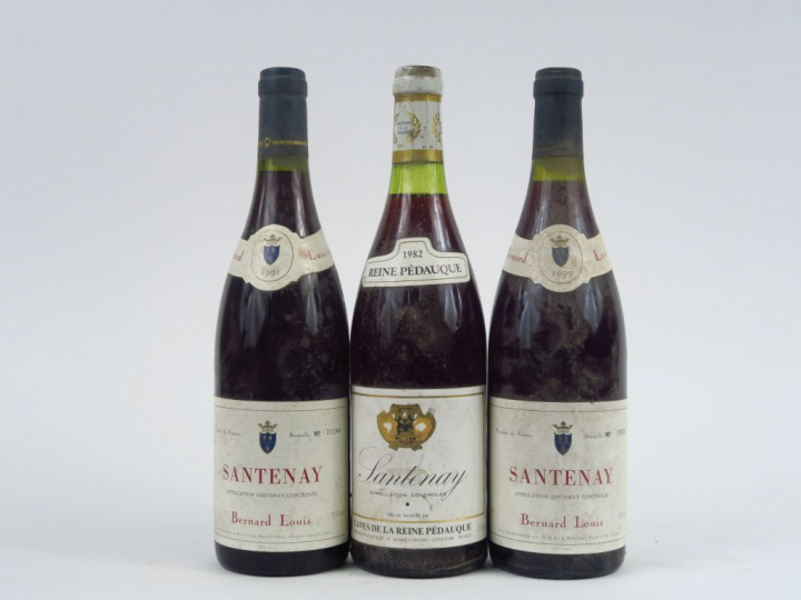 3 BOUTEILLES SANTENAY : 2 BERNARD LOUIS 1990/1991 - 1 REINE PEDAUQUE 1