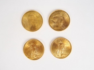 Vente aux enchères Quatre pièces de 20 Dollars or, 1924.