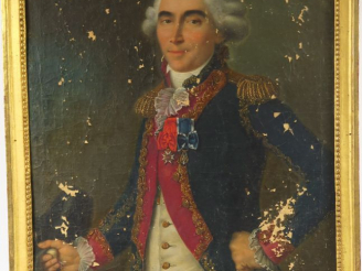 Vente aux enchères Ecole française XVIIIème. "Portrait d'homme en uniforme". Huile sur to