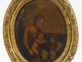 Vente aux enchères Ecole française XVIIIème. "La Sainte Vierge, l’Enfant Jésus et Saint J