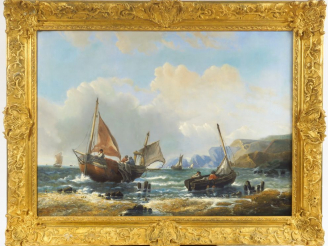 Vente aux enchères Ecole française XIXème. "Marine". Huile sur toile. Dim. 57 x 78 cm