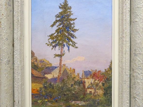 A. ROUBTZOFF. "Vue de Montmélian". Huile sur toile marouflée sur carto