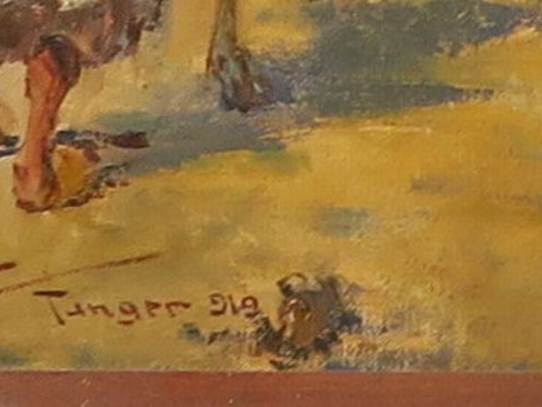 C. ABASCAL. "La baie de Tanger". Huile sur toile, signée en bas à gauc