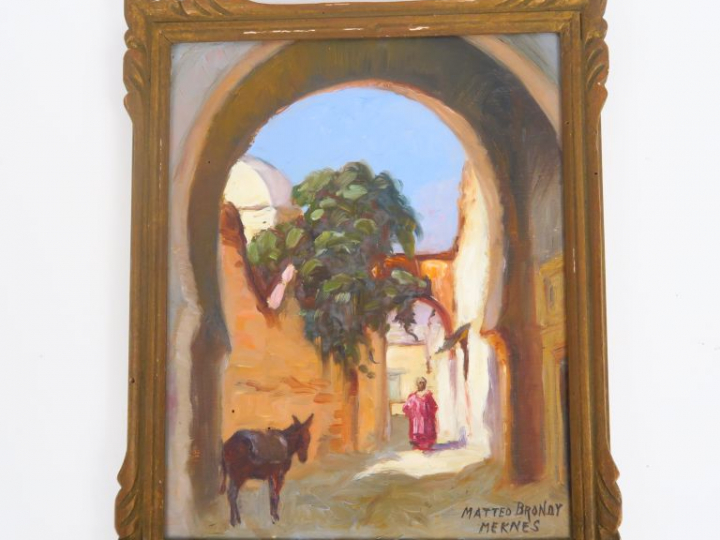 MATTEO BRONDY. "La casbah". Huile sur panneau, signée en bas à droite 
