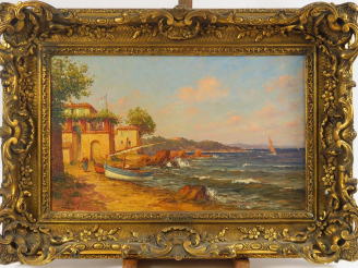 Vente aux enchères MALFROY. "Vue des Martigues". Huile sur toile, signée en bas à gauche.