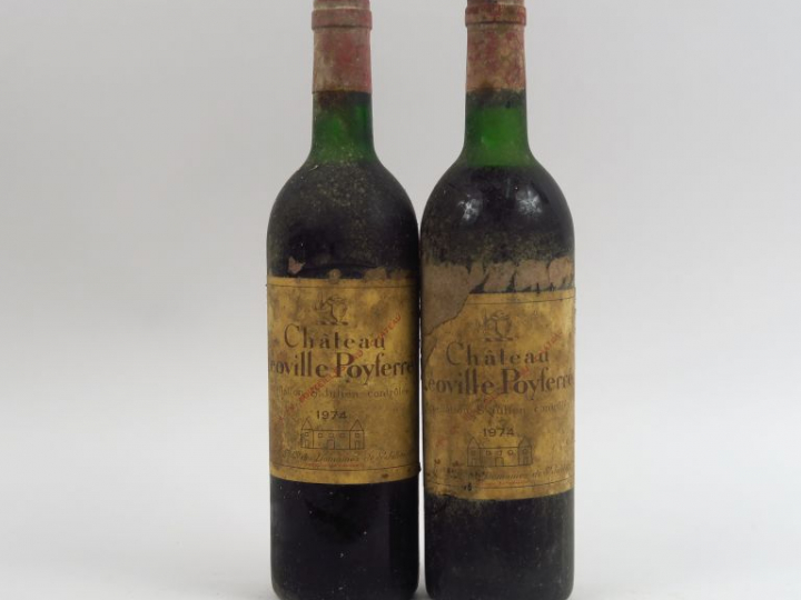 2 BOUTEILLES CHÂTEAU LEOVILLE POYFERRE GCC ST JULIEN - 1974 - 1 LB/1 H