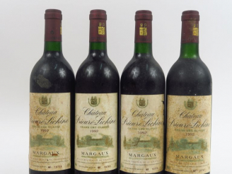 Vente aux enchères 4 BOUTEILLES CHÂTEAU PRIEURE LICHINE GCC MARGAUX - 1992 - 2 BG/1 LB/EL