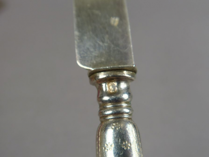 Suite de douze couteaux à fromage de style Louis XVI, lame argent, poi
