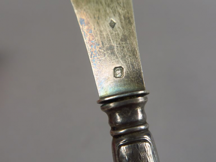 Suite de douze couteaux à fromage de style Louis XVI, lame argent, poi