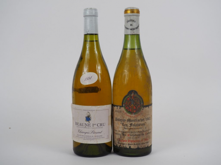 2 BOUTEILLES : 1 PULIGNY MONTRACHET 'LES FOLATIERES' THEVENIN 2,5 CM 1