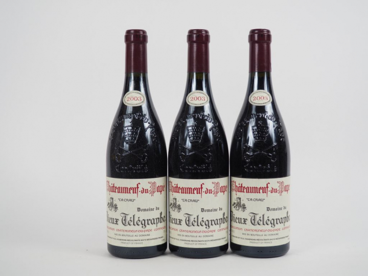 3 BOUTEILLES CHATEAUNEUF DU PAPE DOMAINE DU VIEUX TELEGRAPHE 'LA CRAU'