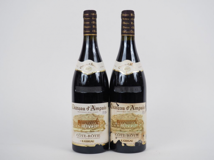 2 BOUTEILLES CÔTE ROTIE 'CHÂTEAU D'AMPUIS' GUIGAL - 2007 - 1 ED/INSCRI