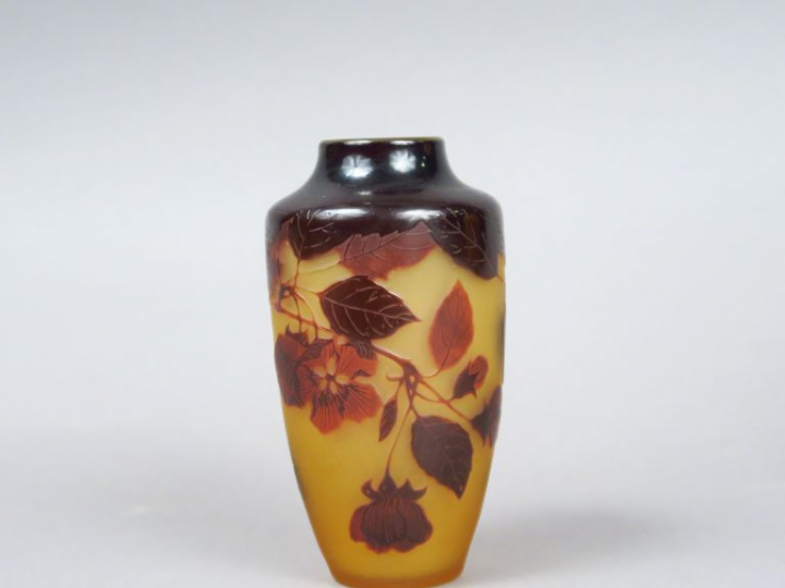 D'ARGENTAL. Vase en verre gravé en camée et à l'acide à décor de fleur