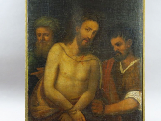 Vente aux enchères Ecole française début XVIIIe. "Christ aux liens".  Huile sur toile. Di
