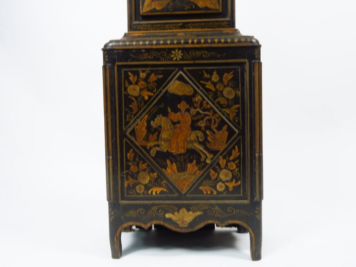 Régulateur de parquet XIXe de style Louis XIV en bois noirci et laqué,