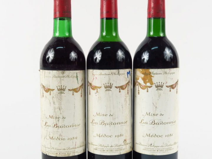 3 BOUTEILLES MISE DE LA BARONNIE MEDOC - 1981 - 2 LB/1HEP