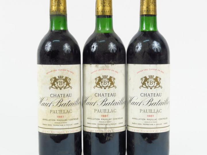 3 BOUTEILLES CHÂTEAU HAUT BATAILLEY GCC PAUILLAC -1981 - 3 LB/1 LB-HEP