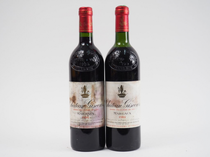 2 BOUTEILLES CHÂTEAU GISCOURS GCC MARGAUX - 1984 - 1 HEP/ET