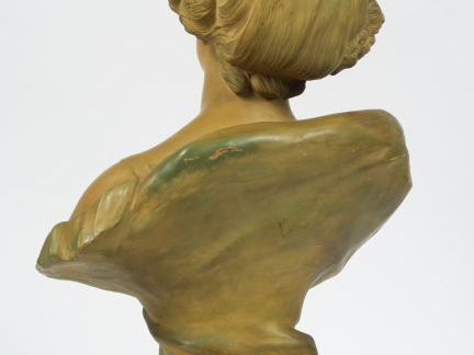 ROSSI. Sculpture Art Nouveau en terre cuite polychrome "Portrait de je