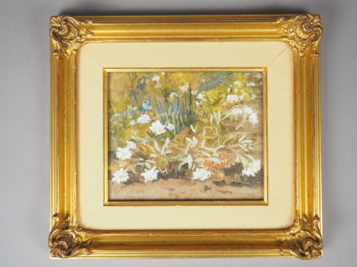 A. MOREAU-NERET. "Nature morte et Paysage".  Paire d'aquarelles, signé