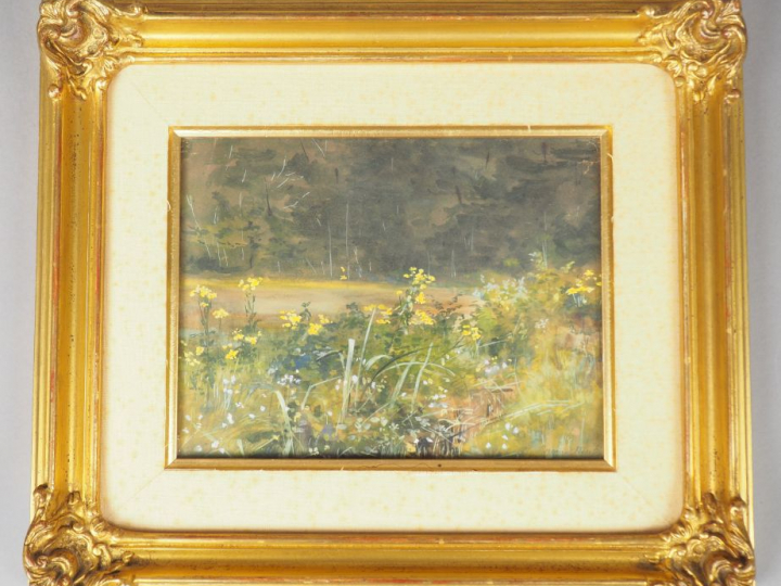 A. MOREAU-NERET. "Nature morte et Paysage".  Paire d'aquarelles, signé