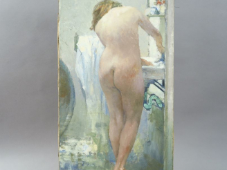 Vente aux enchères Fernand SABATTE. 'Femme à la toilette'. Huile sur toile, signée en bas